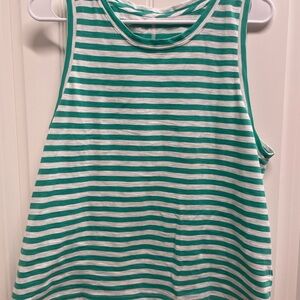 J. Crew Women’s Green and White Striped Tank Top
